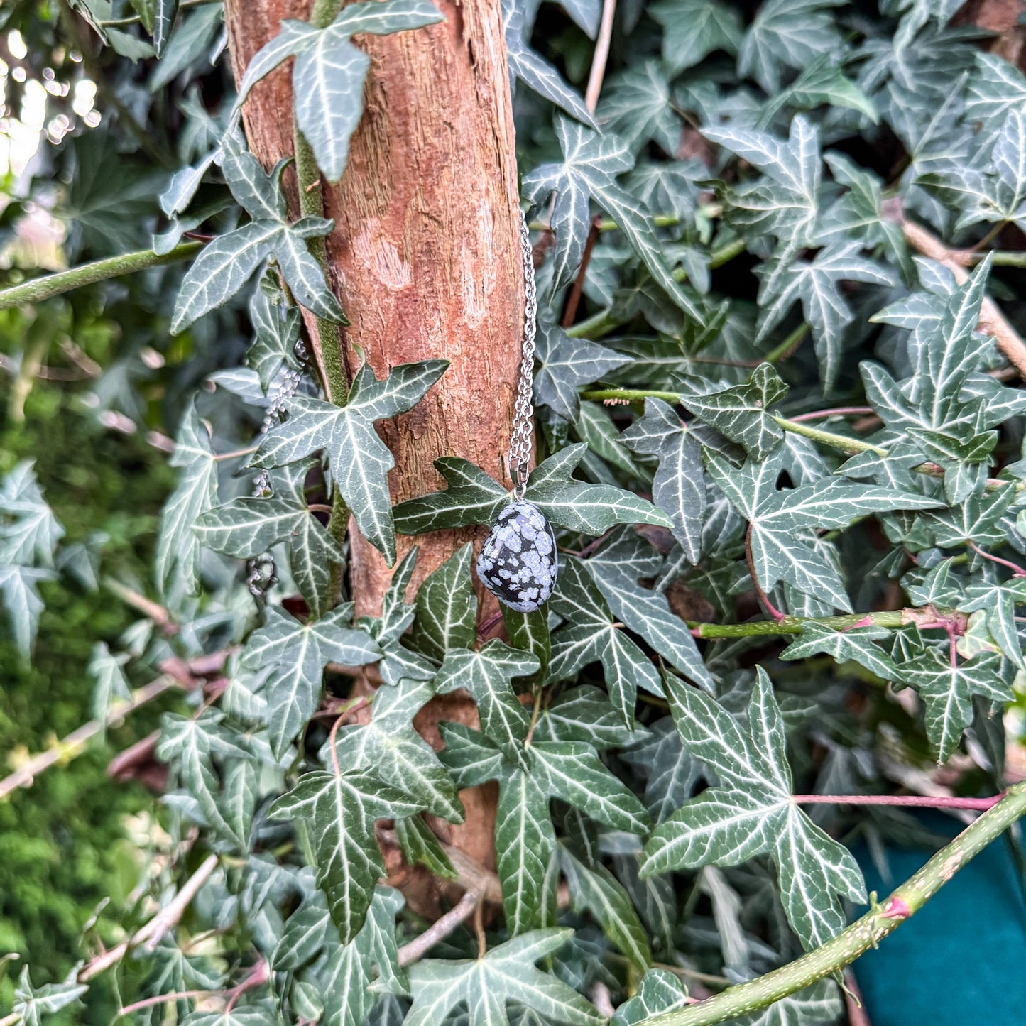Talisman der stillen Balance mit natürlichem Schneeflocken-Obsidian ❄️🖤✨