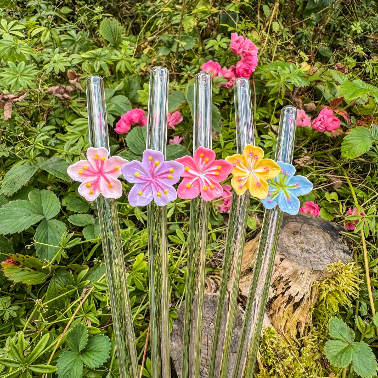Glasstrohhalm - Bunte Blumen 🌺
