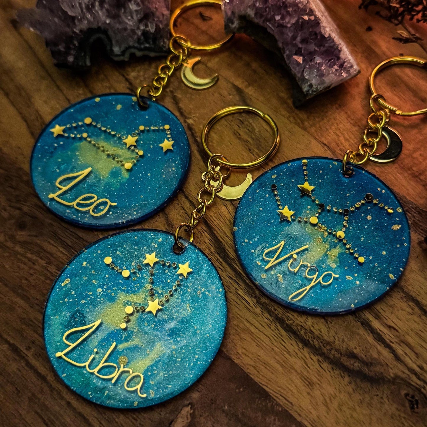 Sternzeichen-Schlüsselanhänger - Handgemachte Unikate mit Sternbildern 🌙