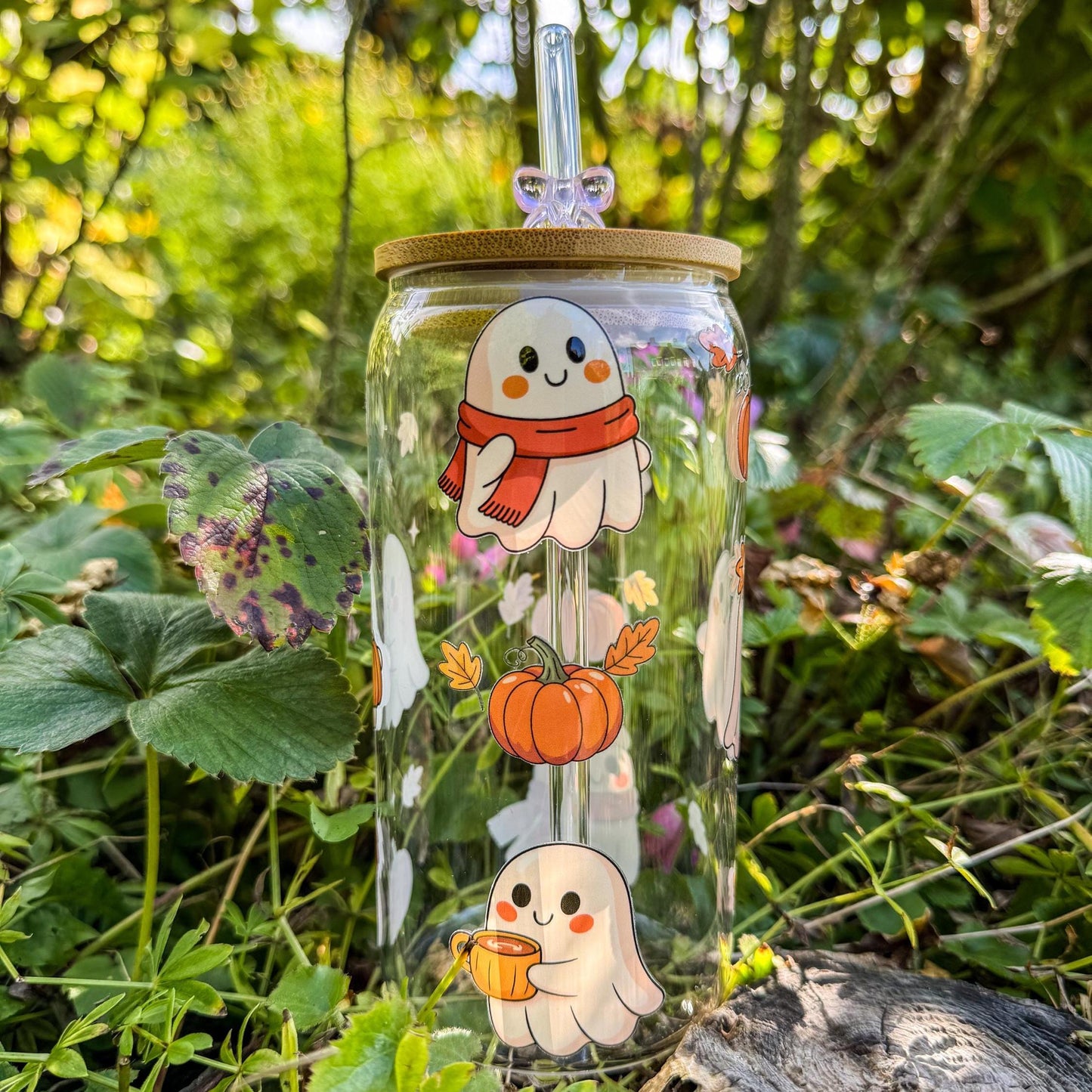 Trinkglas mit kleinen Herbstgeistern - für gemütliche Herbsttage 👻🎃