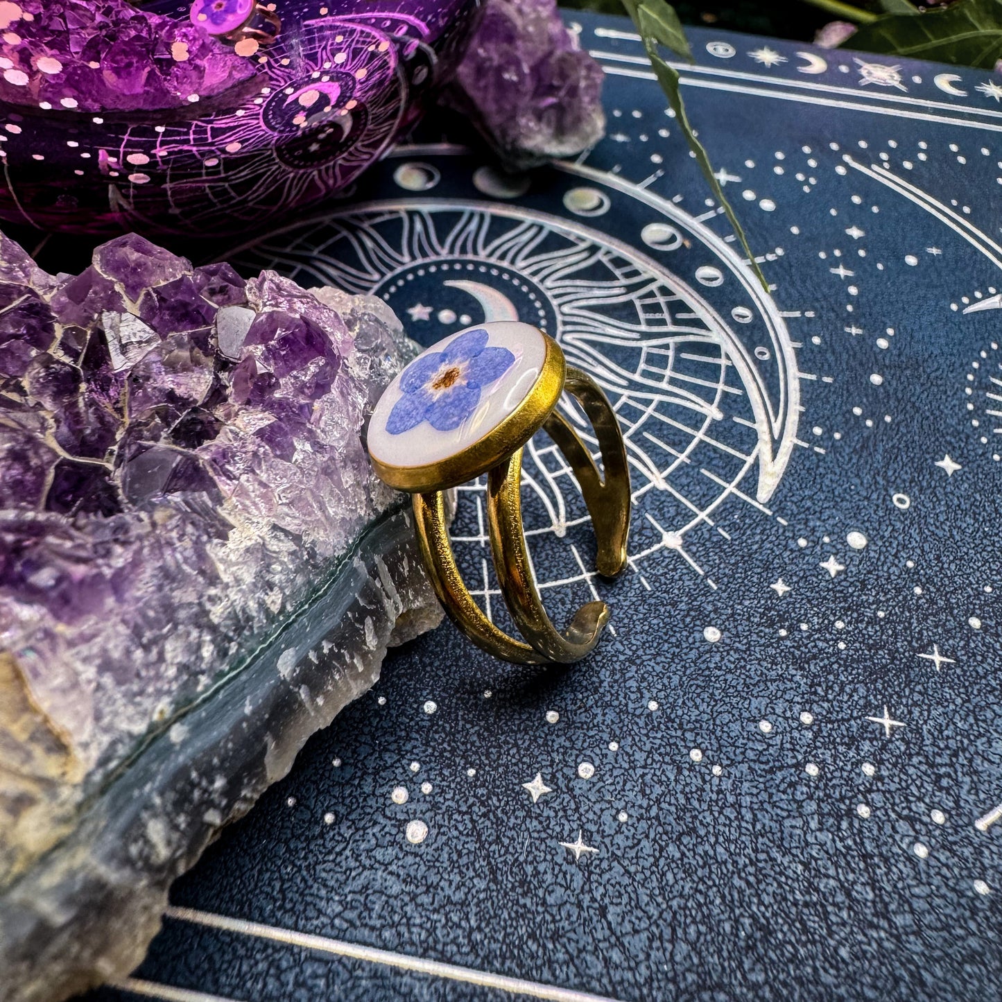 Ring der Erinnerung mit natürlichem Vergissmeinnicht 🌸