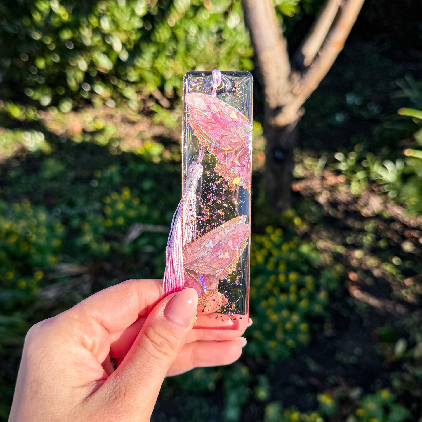 Lesezeichen Frühlingserwachen - rosa Schmetterlinge aus Elvaryl 🩷🦋