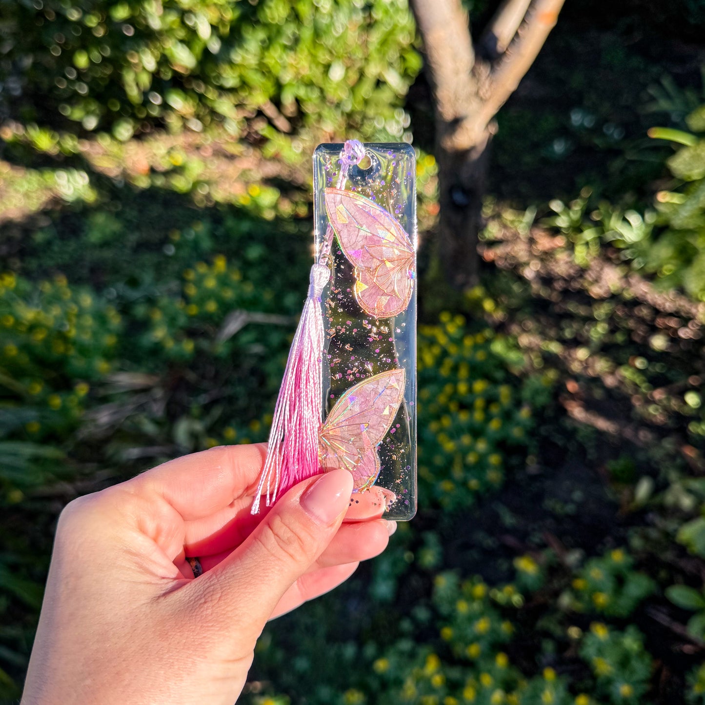 Lesezeichen Frühlingserwachen - rosa Schmetterlinge aus Elvaryl 🩷🦋