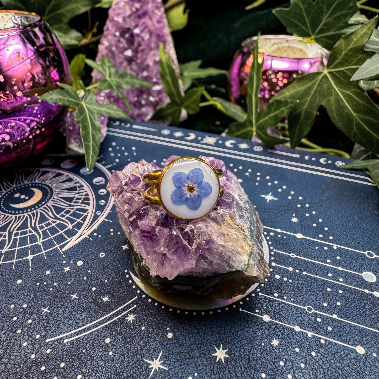 Ring der Erinnerung mit natürlichem Vergissmeinnicht 🌸