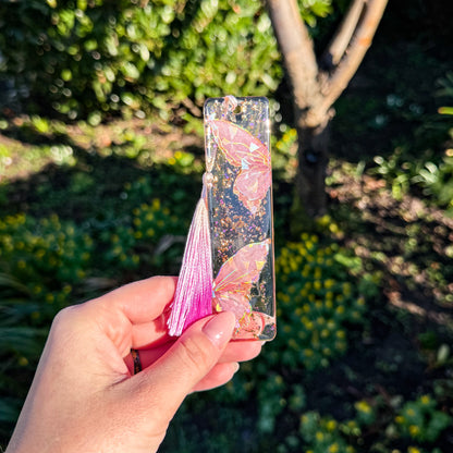 Lesezeichen Frühlingserwachen - rosa Schmetterlinge aus Elvaryl 🩷🦋