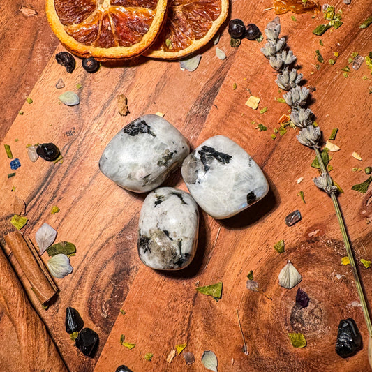 Regenbogen-Mondstein - Trommelsteine 🤍