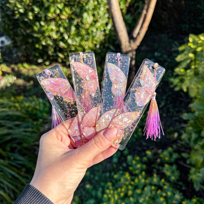 Lesezeichen Frühlingserwachen - rosa Schmetterlinge aus Elvaryl 🩷🦋