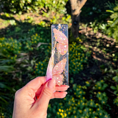 Lesezeichen Frühlingserwachen - rosa Schmetterlinge aus Elvaryl 🩷🦋