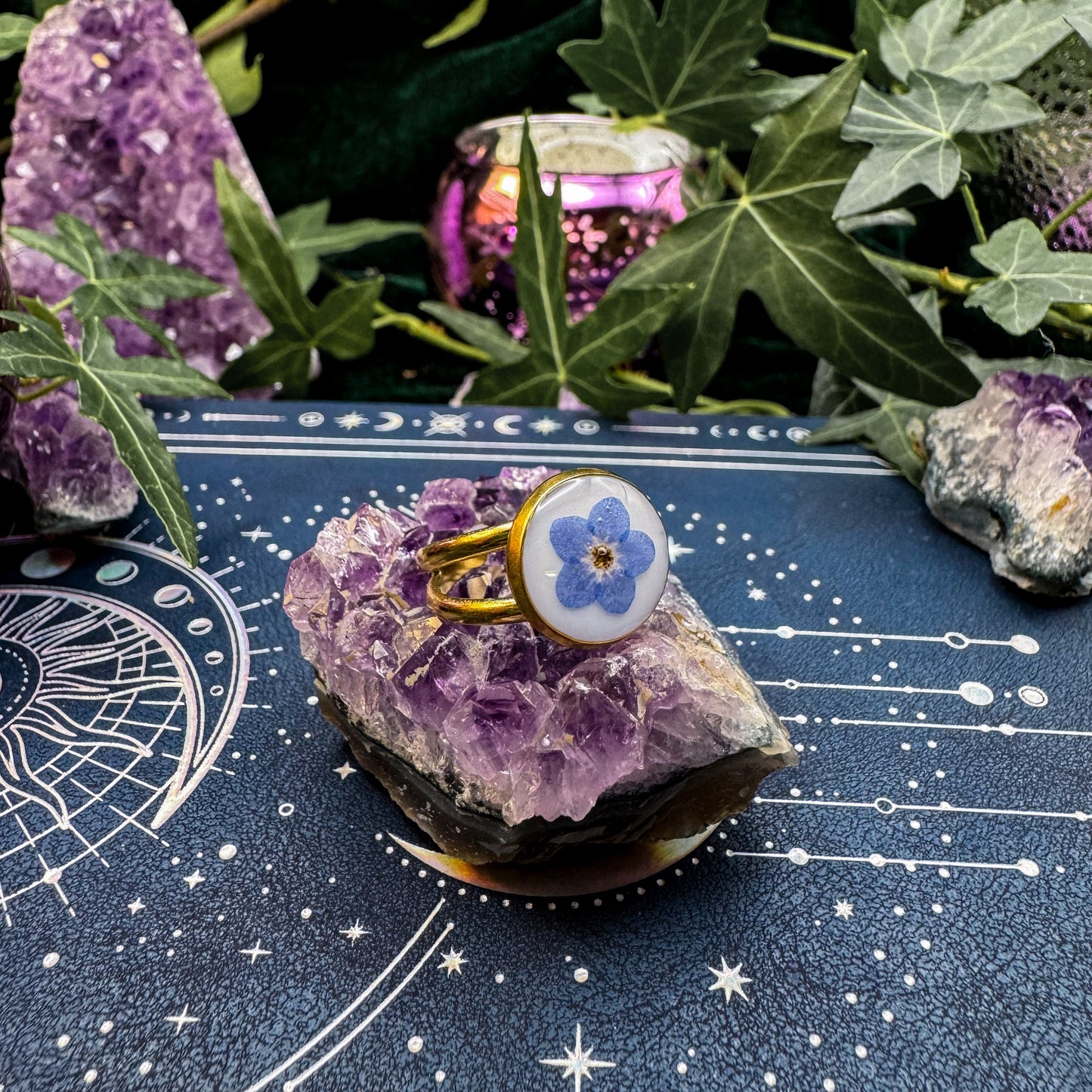 Ring der Erinnerung mit natürlichem Vergissmeinnicht 🌸