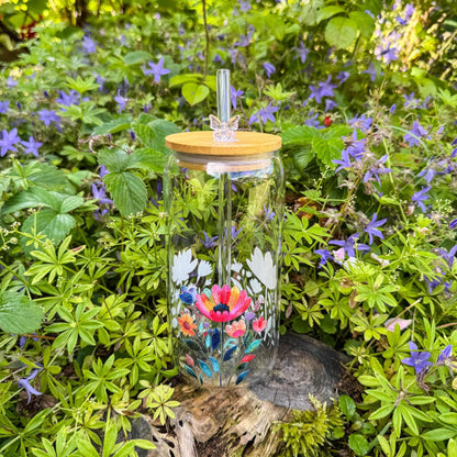 Trinkglas mit bunten Blümchen - für die süße Erfrischung 🌸