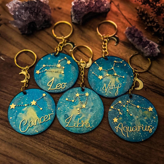 Sternzeichen-Schlüsselanhänger - Handgemachte Unikate mit Sternbildern 🌙