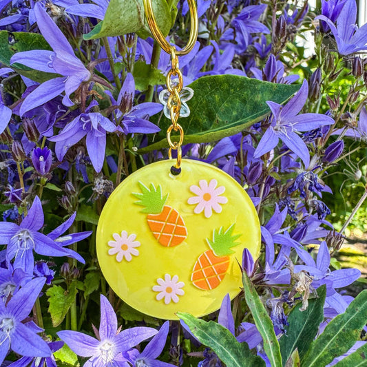 Schlüsselanhänger Ananas Sunshine - Sommerlich, fruchtig und handgemacht 🍍🌸