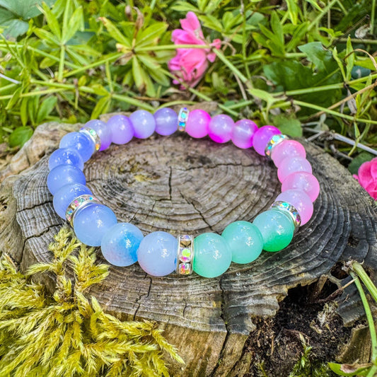Perlenarmband mit bunten Harzperlen - Handgemachtes Unikat ✨