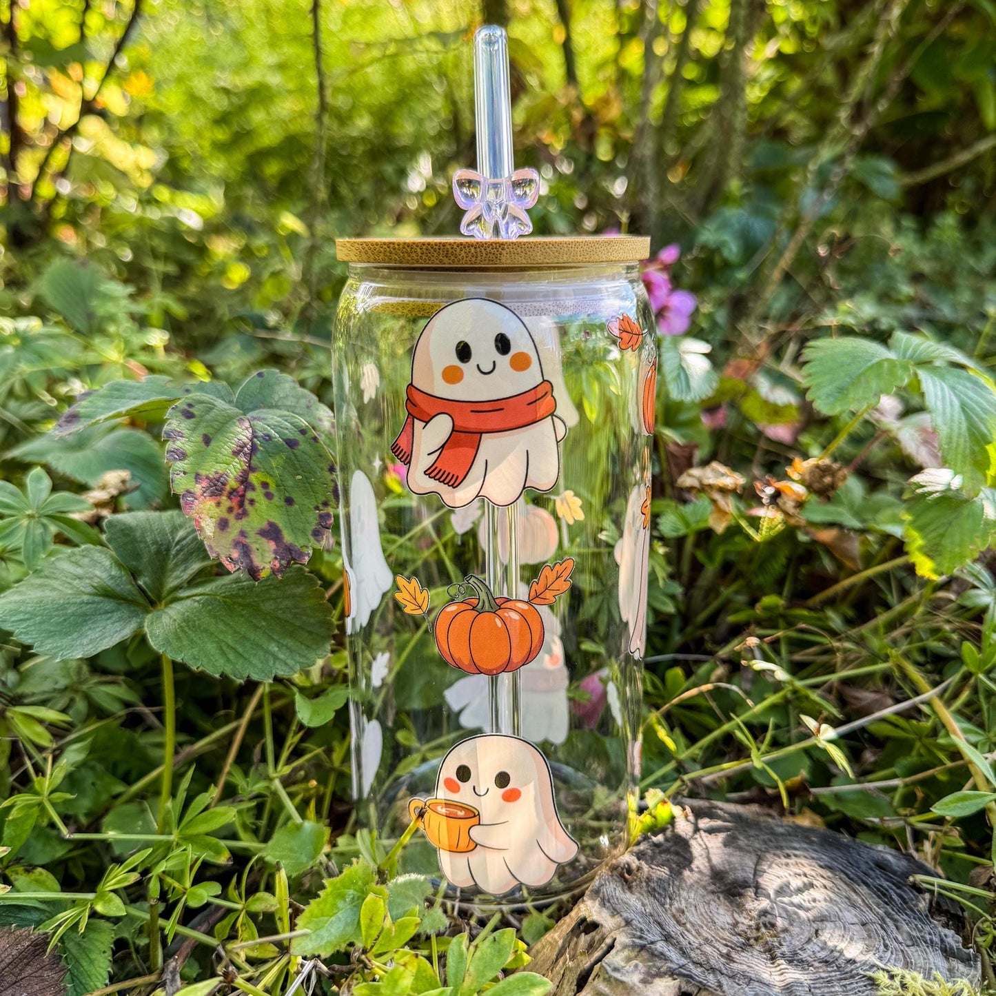 Trinkglas mit kleinen Herbstgeistern - für gemütliche Herbsttage 👻🎃