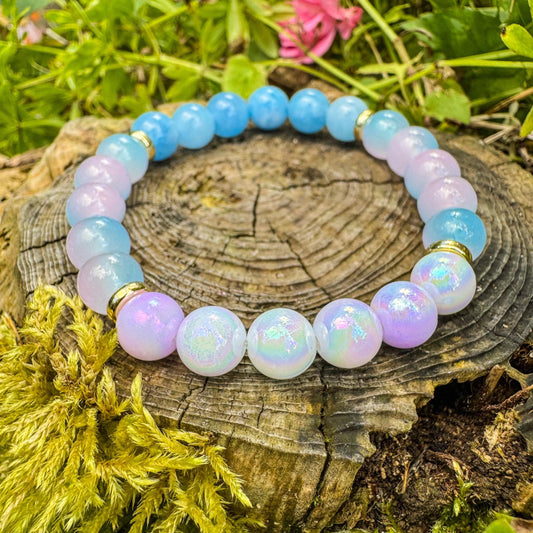 Perlenarmband mit schimmernden Harzperlen - Handgemachtes Unikat ✨