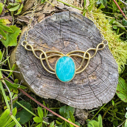 Elfen-Anhänger mit Edelstein - Magisches Schmuckstück mit natürlichem Amazonit 🩵✨