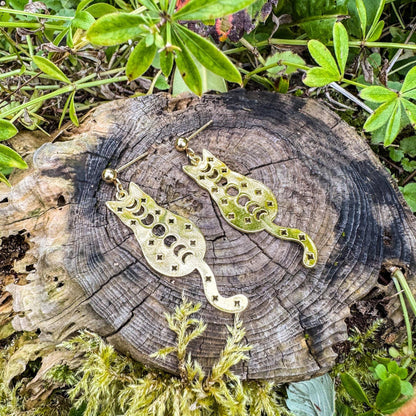 Zauberhafte Katzen-Ohrringe - Magisches Schmuckstück mit Katze und Mondzyklus 🐱✨