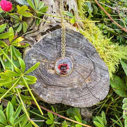 Katzen-Apfel-Anhänger - Handgemachtes Schmuckstück mit Apfel-Katze 🍎🐱