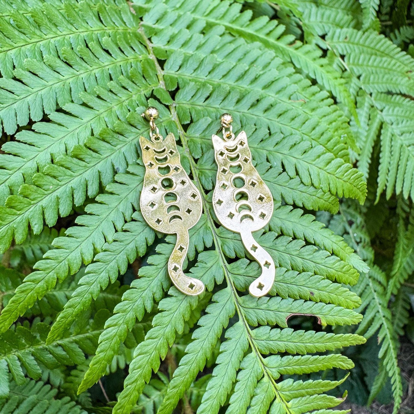 Zauberhafte Katzen-Ohrringe - Magisches Schmuckstück mit Katze und Mondzyklus 🐱✨